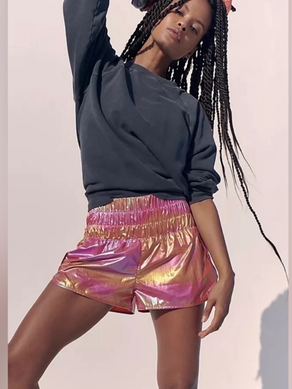 Free people movement way home metallic shorts
